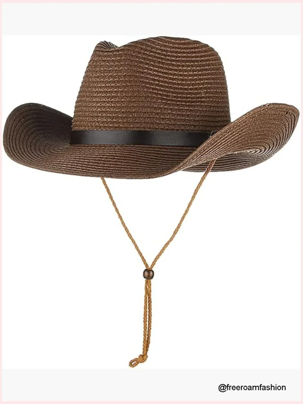 Classic Cowboy Straw Hat with Wide Brim Foldable Sun Hat